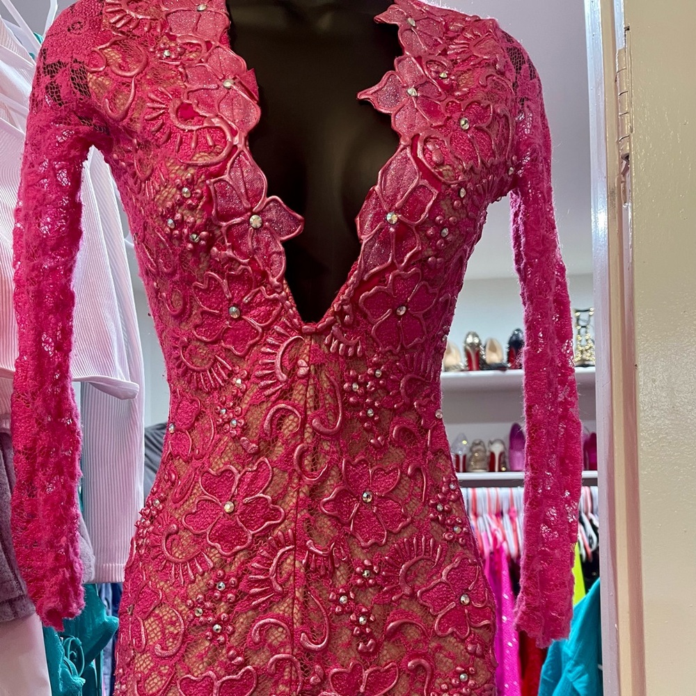 Pink Holt Dress and nude lining with stones and puffy paint